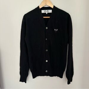 Black PLAY Comme Des Garçons Wool Cardigan, Size S